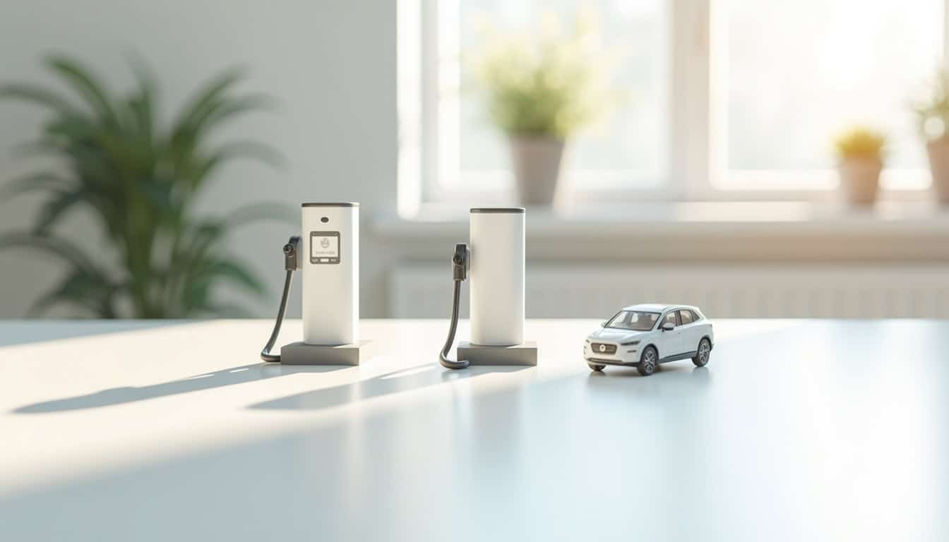 Comparaison visuelle des différents types de bornes de recharge électrique pour un usage domestique à Champagnac