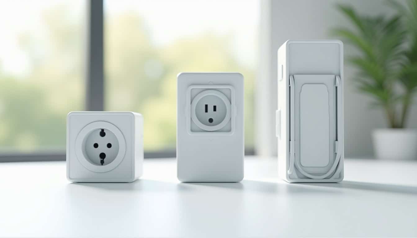 Comparaison visuelle des différents types de bornes de recharge électrique: prise renforcée, wallbox, borne rapide
