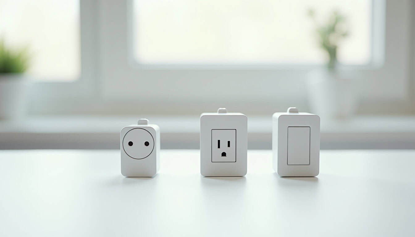 Comparaison visuelle des différents types de bornes de recharge électrique: prise renforcée, wallbox monophasée et triphasée