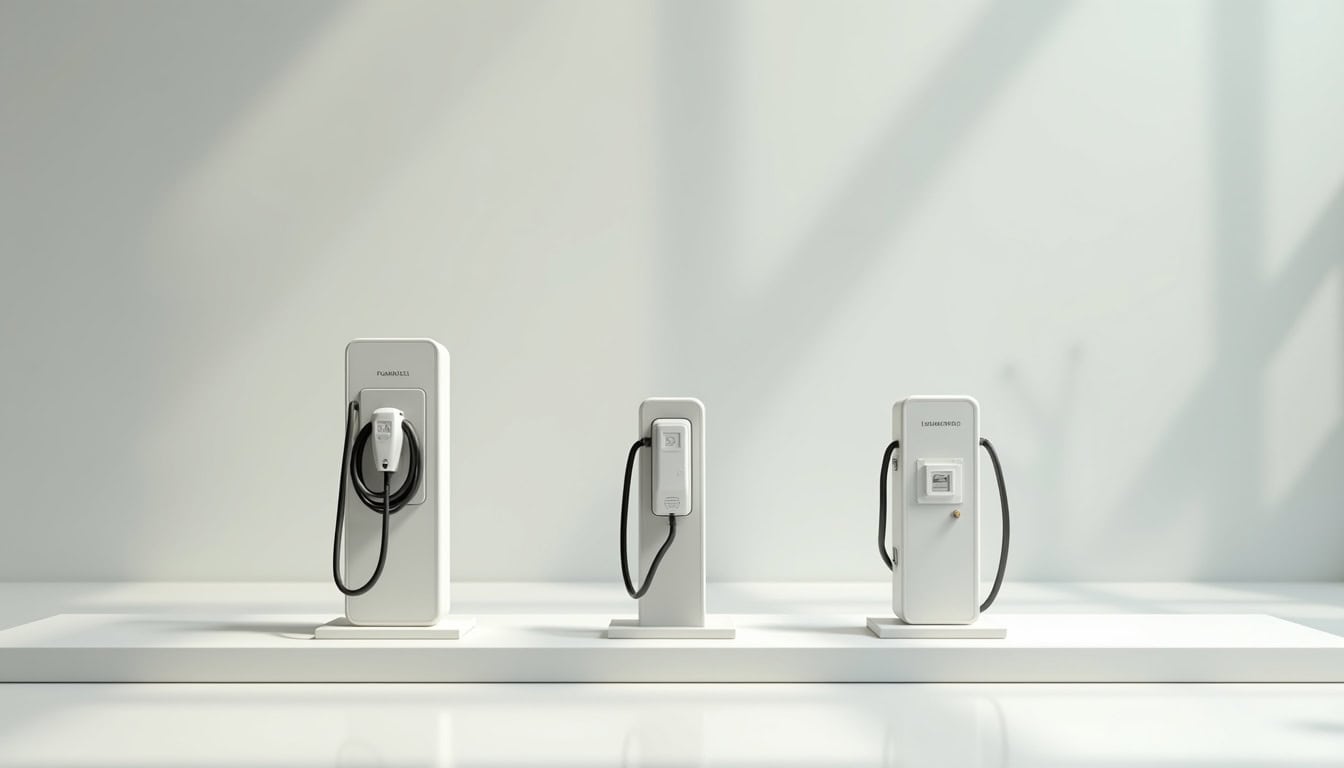 Comparaison visuelle des différents types de bornes de recharge électrique