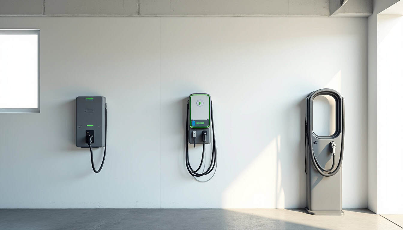 Comparaison visuelle des différents types de bornes de recharge pour véhicule électrique à Chailles