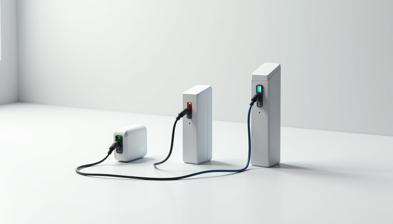 Comparaison visuelle des différents types de bornes de recharge pour véhicules électriques
