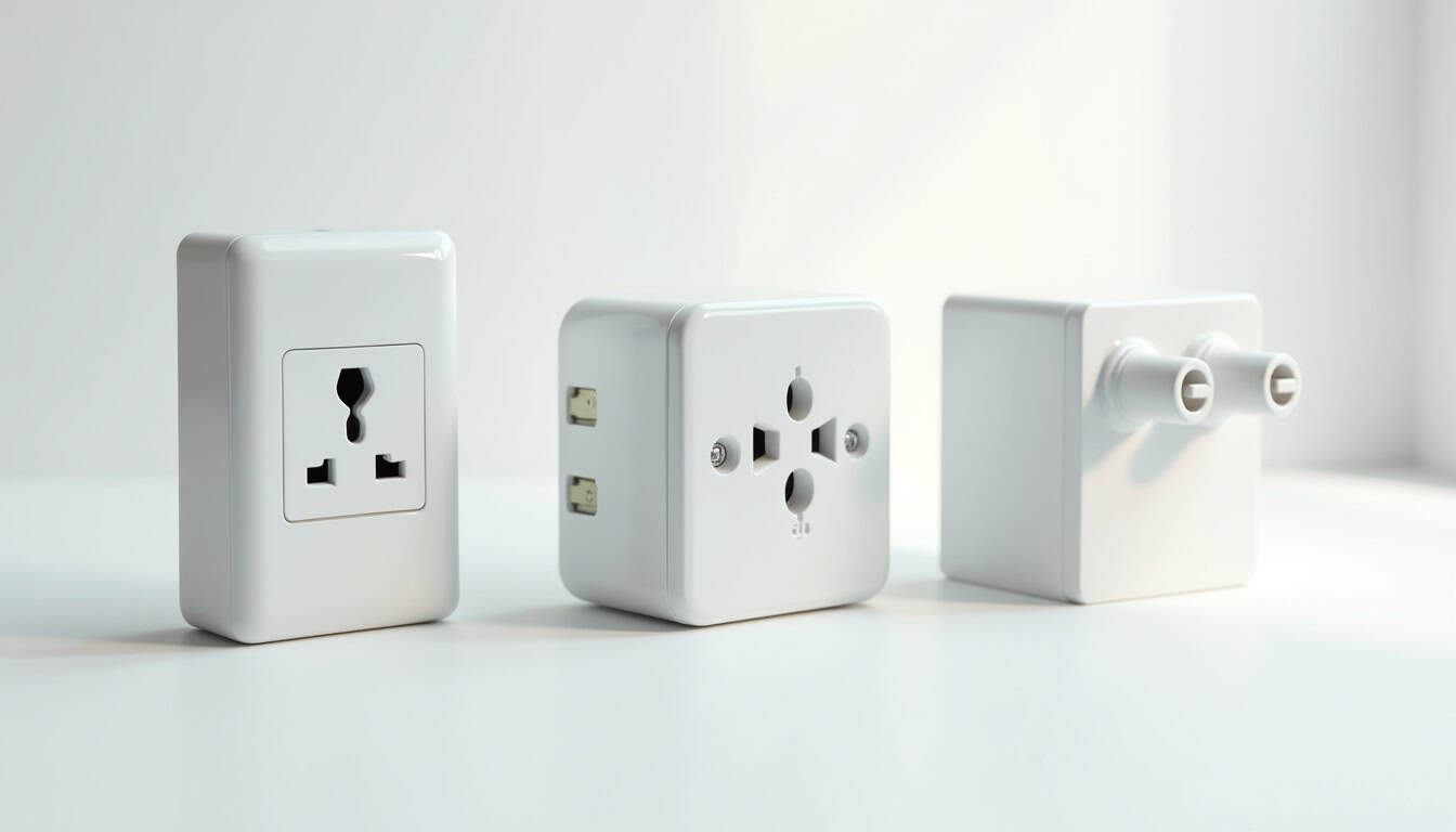 Comparaison visuelle des différents types de bornes de recharge: prise domestique, prise renforcée, wallbox