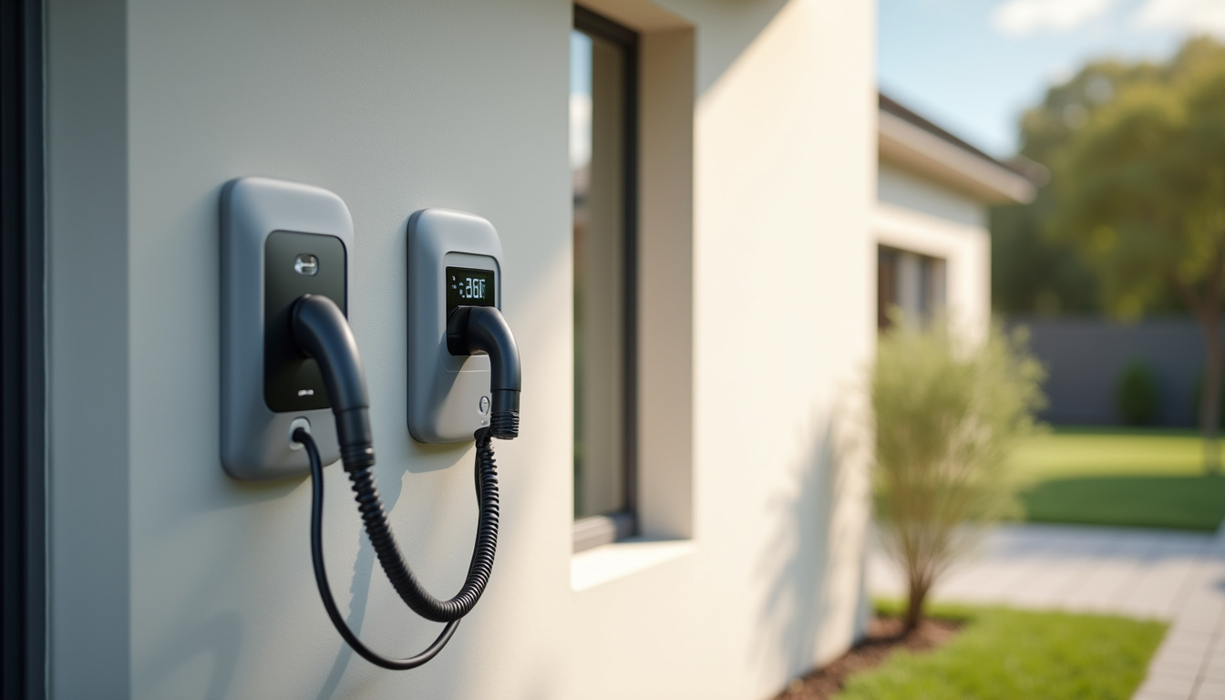 Comparaison visuelle entre une borne de recharge murale et une prise domestique standard pour véhicule électrique