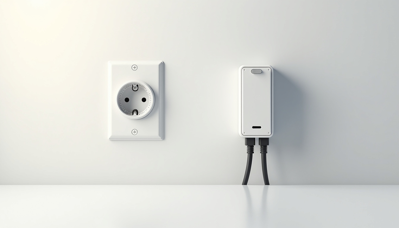 Comparaison visuelle entre une prise renforcée et une Wallbox murale pour véhicule électrique