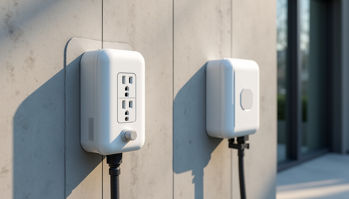 Comparaison visuelle entre une prise renforcée et une wallbox murale pour véhicule électrique
