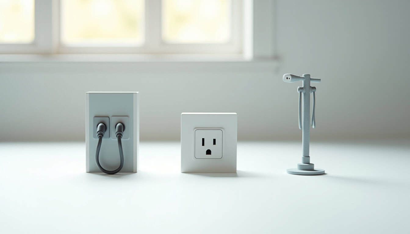 Comparaison visuelle entre une wallbox, une prise renforcée et une borne sur pied