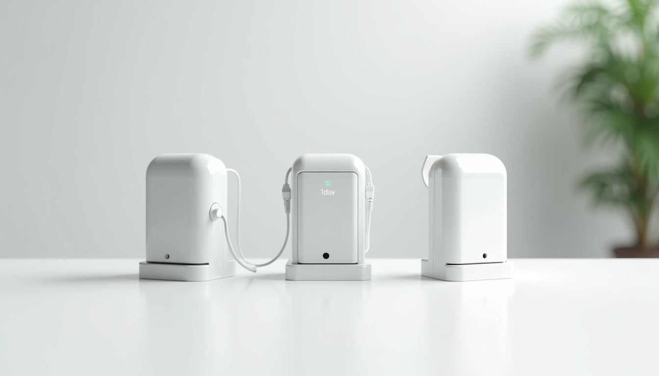 Comparatif des différents types de bornes de recharge électrique installées à Quédillac: prise Green'up, wallbox 7 kW, borne triphasée 22 kW