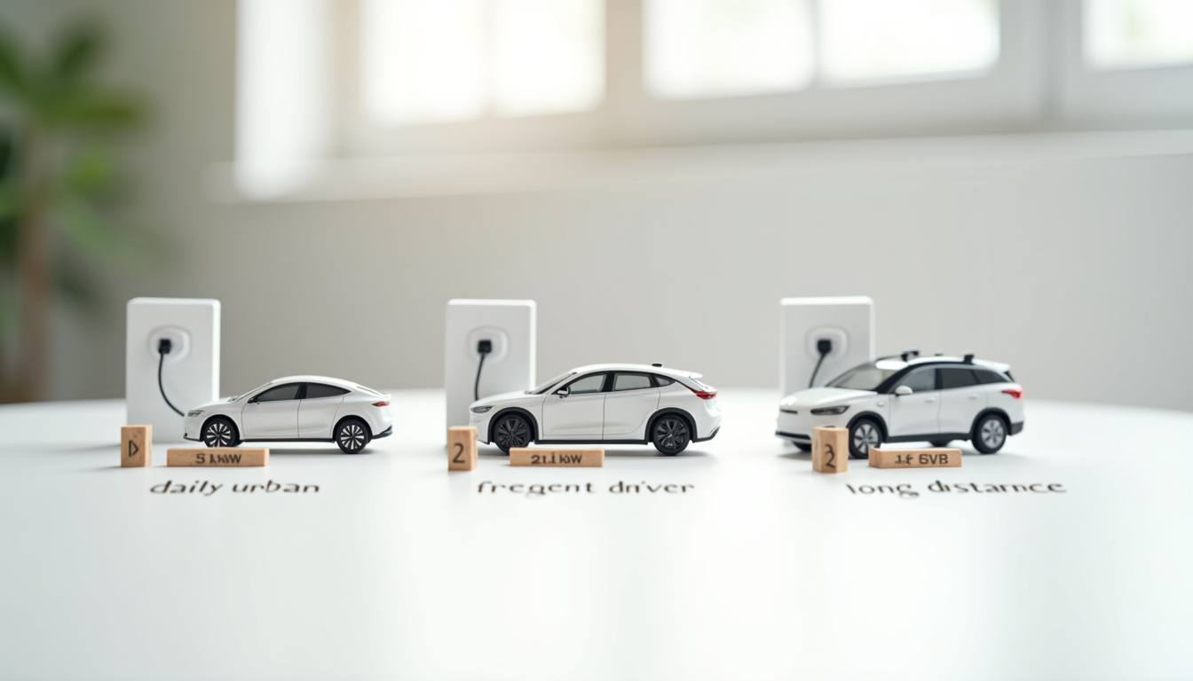 Comparatif visuel des différentes puissances de borne de recharge électrique selon le type de véhicule et d'utilisation à Taintrux