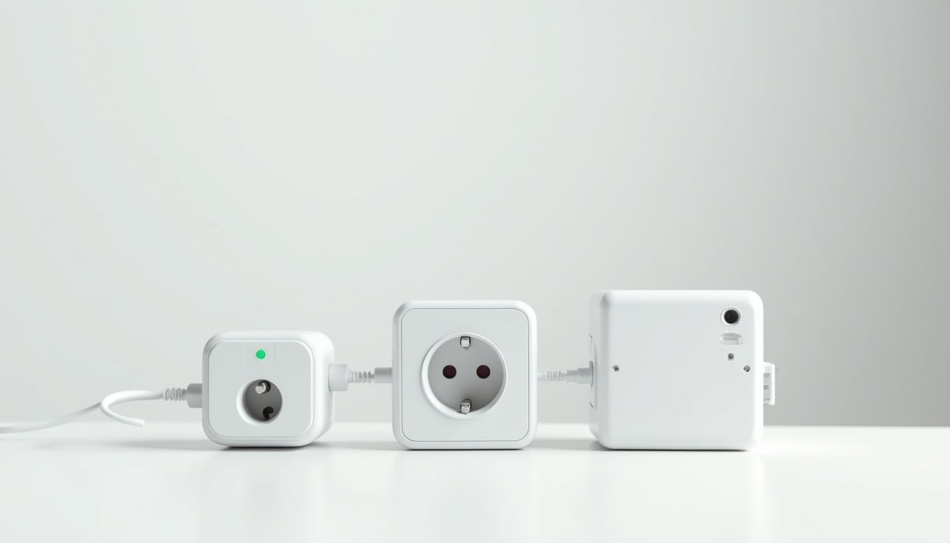 Comparatif visuel des différents types de bornes de recharge électrique disponibles à Issou: prise Green'Up, wallbox monophasée, borne triphasée