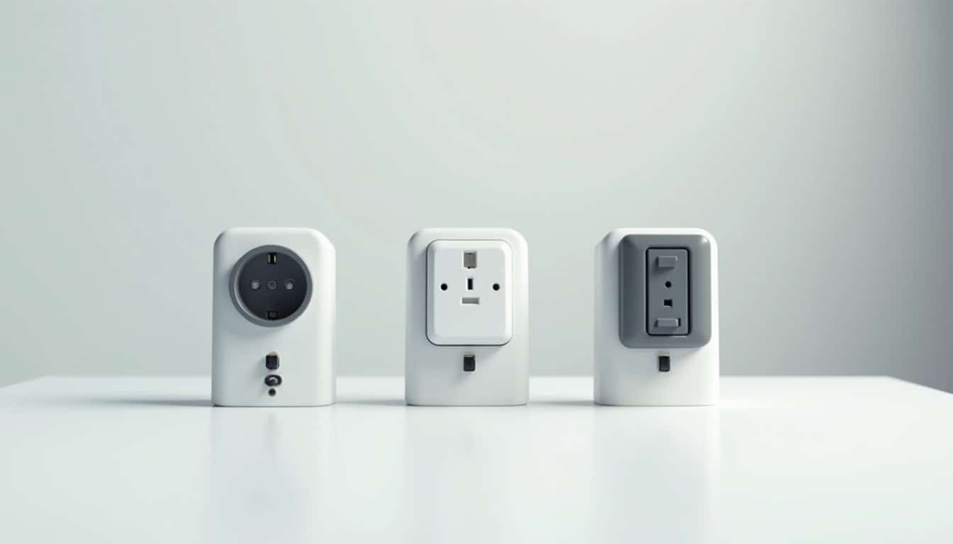 Comparatif visuel des différents types de bornes de recharge électrique: prise domestique, prise renforcée, Wallbox