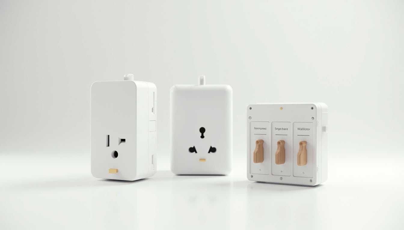 Comparatif visuel des différents types de bornes de recharge électrique: prise renforcée, wallbox monophasée et triphasée