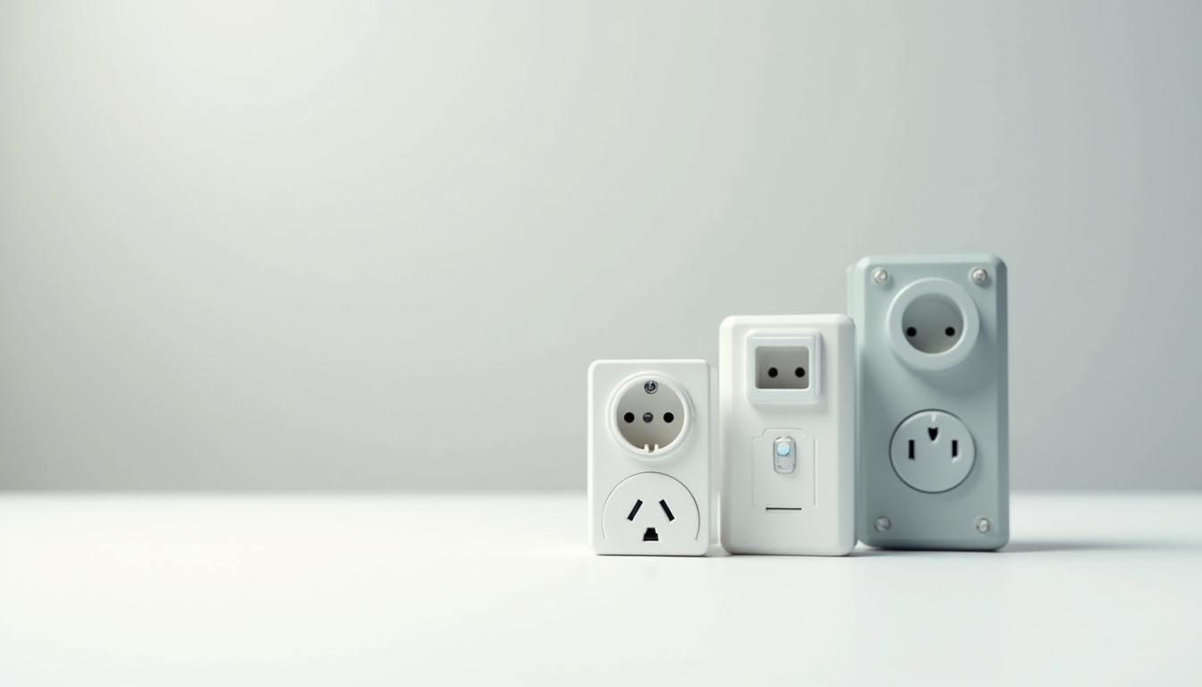 Comparatif visuel des différents types de bornes de recharge pour voiture électrique: prise renforcée, wallbox monophasée, wallbox triphasée