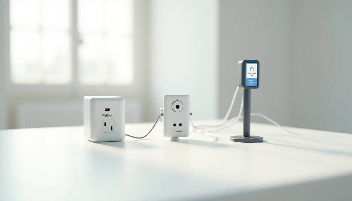Comparatif visuel des différents types de bornes de recharge: Wallbox, prise renforcée et borne publique