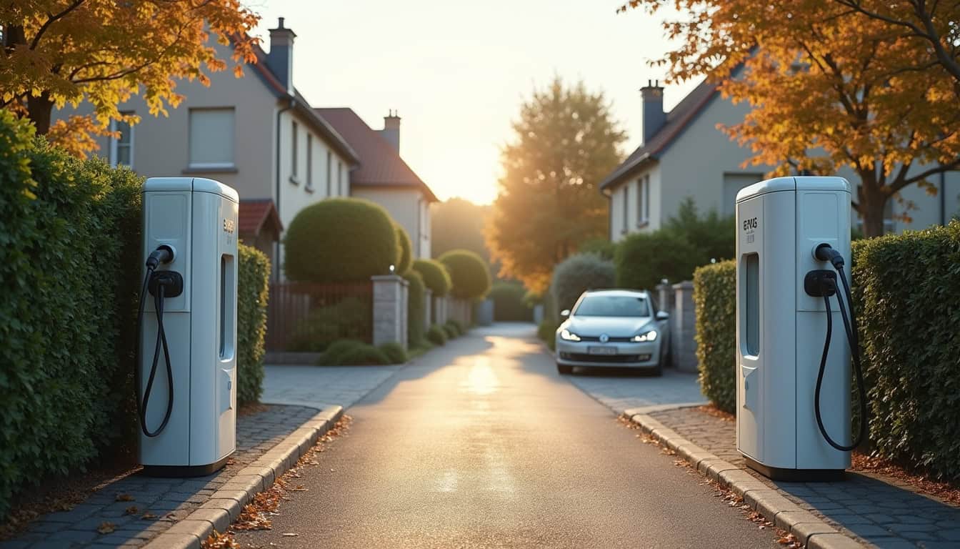 Comparatif visuel entre différents types de bornes de recharge pour véhicule électrique à Savigné-sur-Lathan