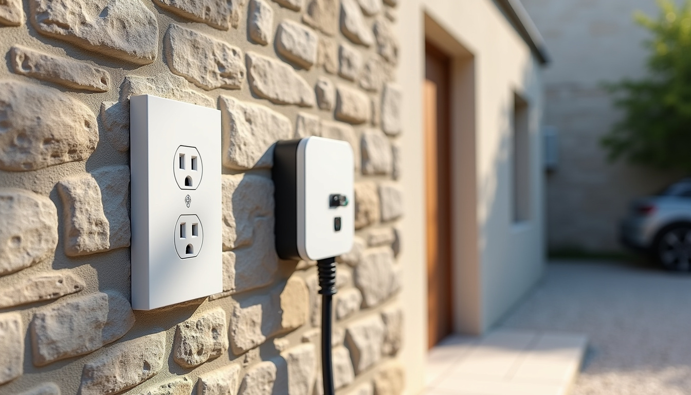 Comparatif visuel entre une prise renforcée et une borne murale pour véhicule électrique