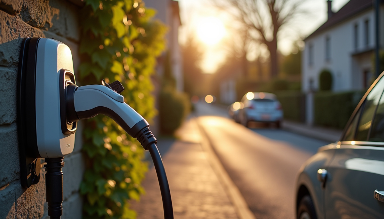 Connecteur de type 2 en cours de branchement sur un véhicule électrique à Saint-Aubin-d'Aubigné