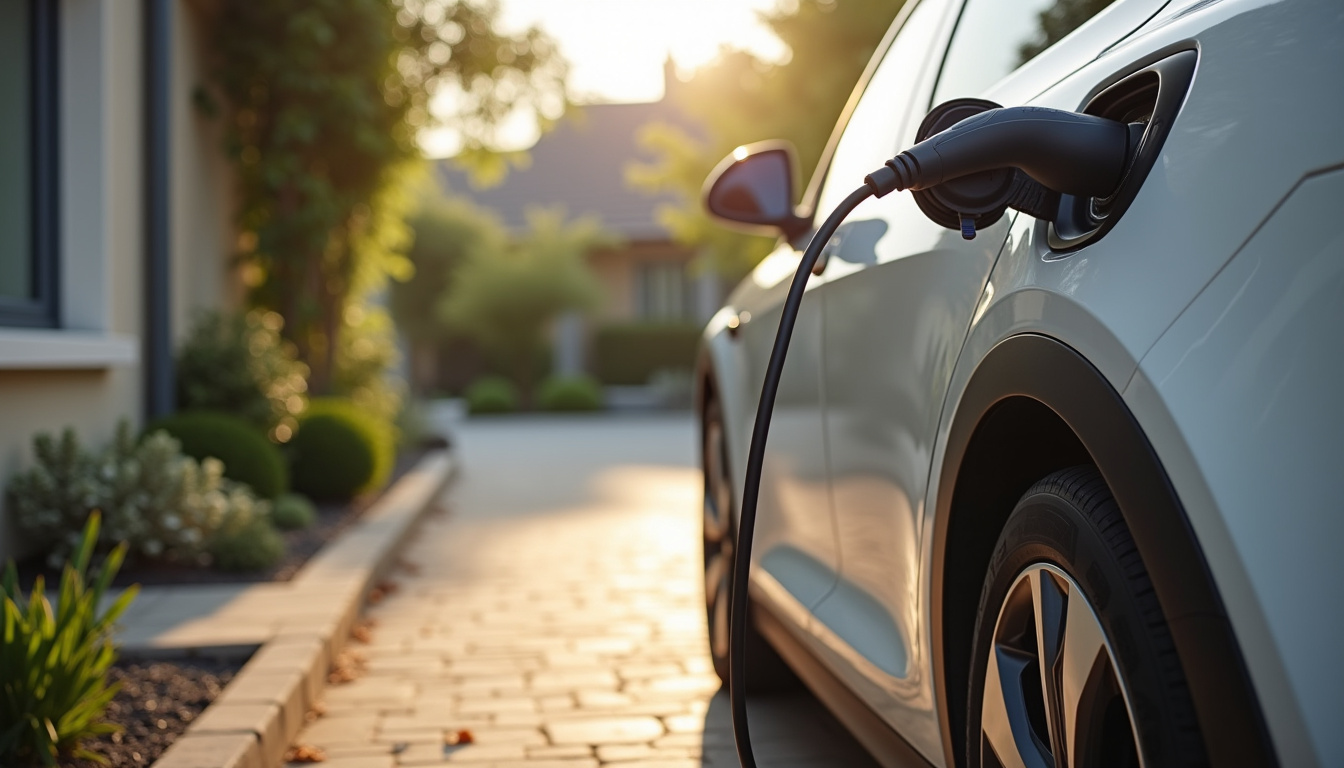 Connexion d'une voiture électrique à une borne de recharge avec prise de type 2 à Gragnague