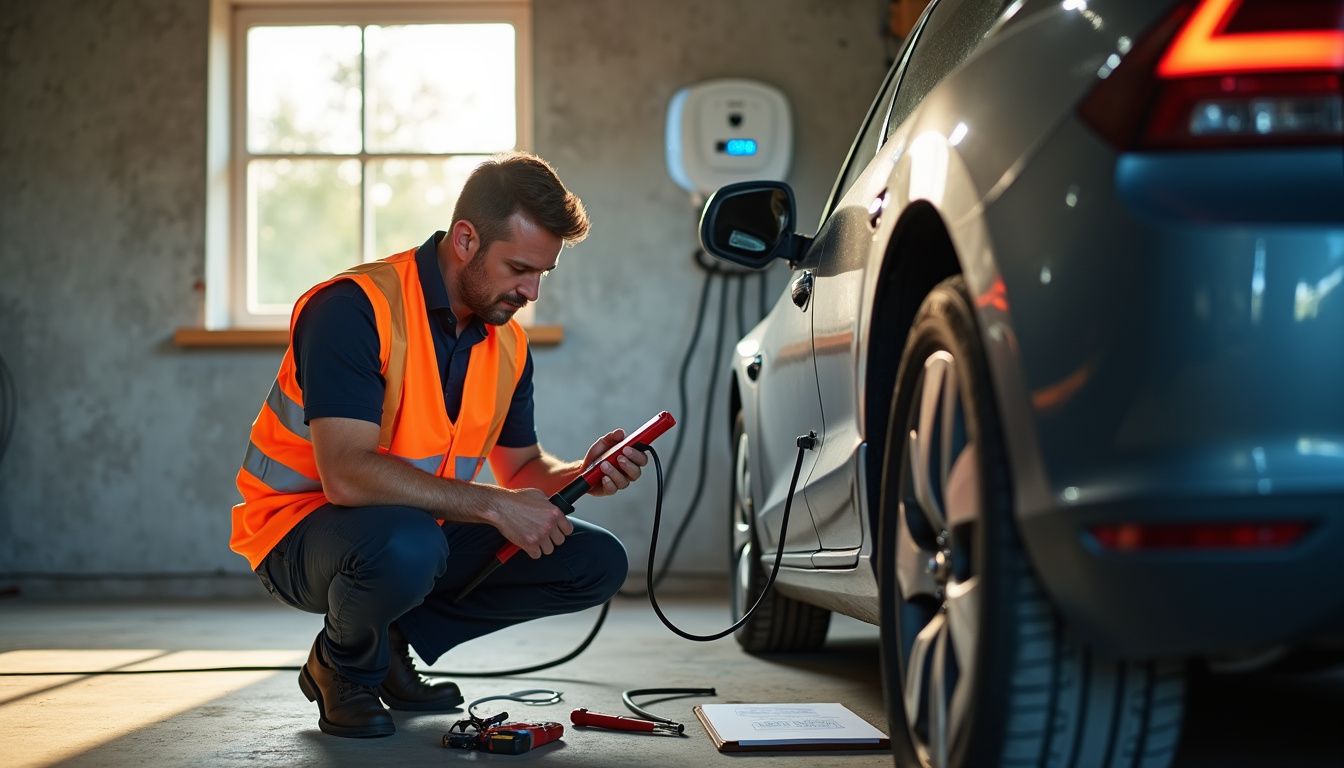 Diagnostic électrique réalisé par un technicien IRVE dans un garage à La Gouesnière