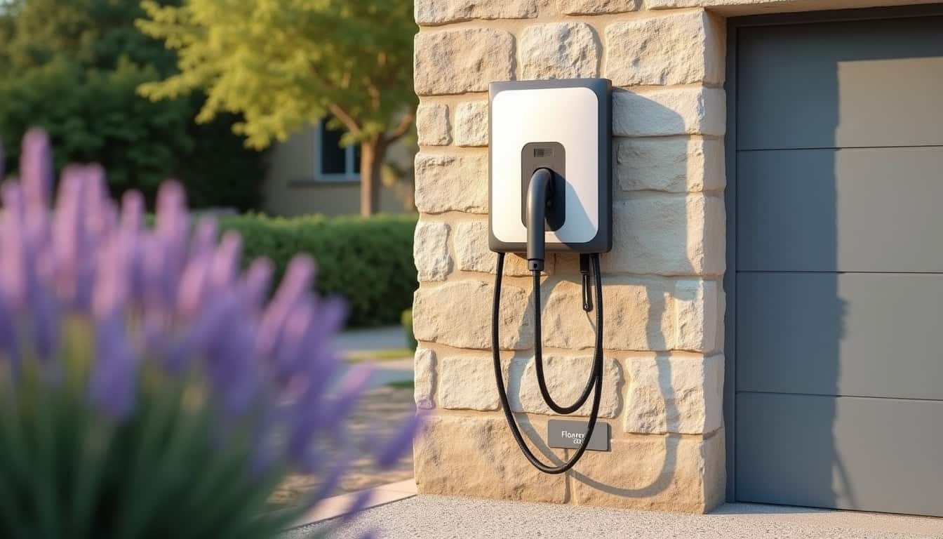 Différents modèles de bornes de recharge électrique installées à Flourens