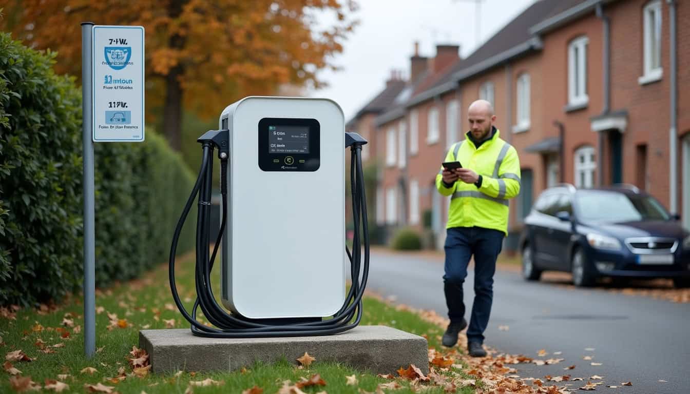 Différents modèles de bornes de recharge électrique installées à Péronne