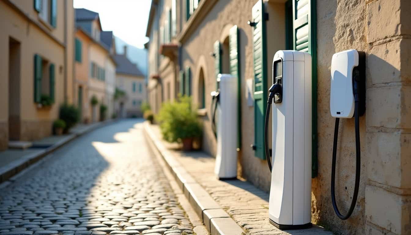 Différents modèles de bornes de recharge électrique installés à Castelnau-Montratier