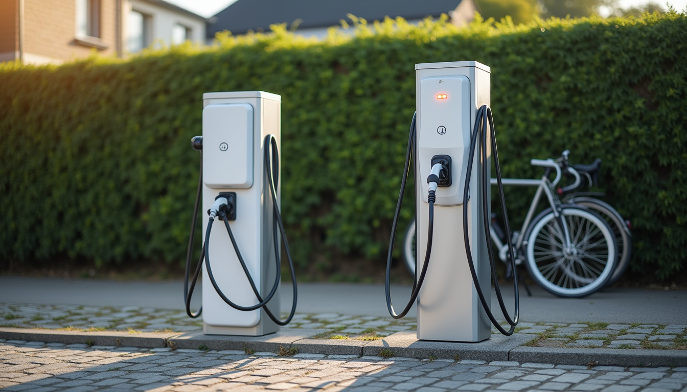 Différents modèles de bornes de recharge murales et au sol installées à Laillé