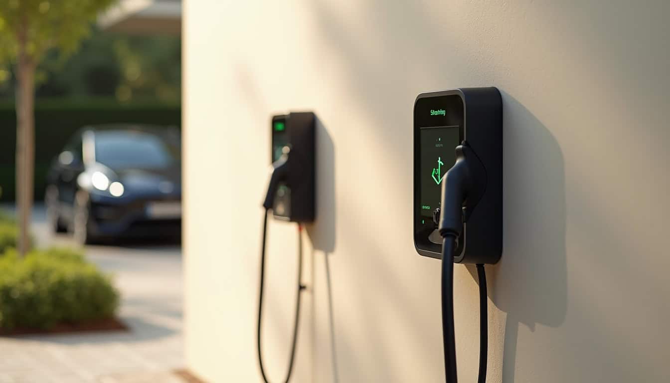 Différents modèles de bornes de recharge murales et prises renforcées installées à Richemont