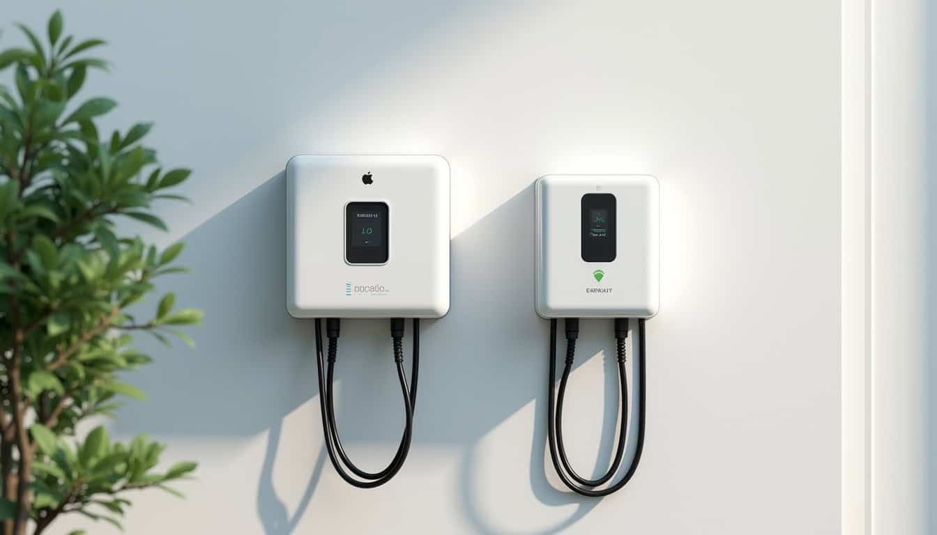 Différents modèles de bornes de recharge murales et prises renforcées