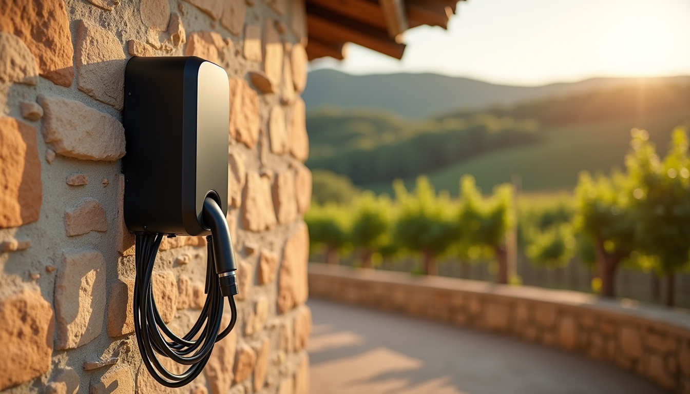 Différents modèles de bornes de recharge murales installées à Montpeyroux