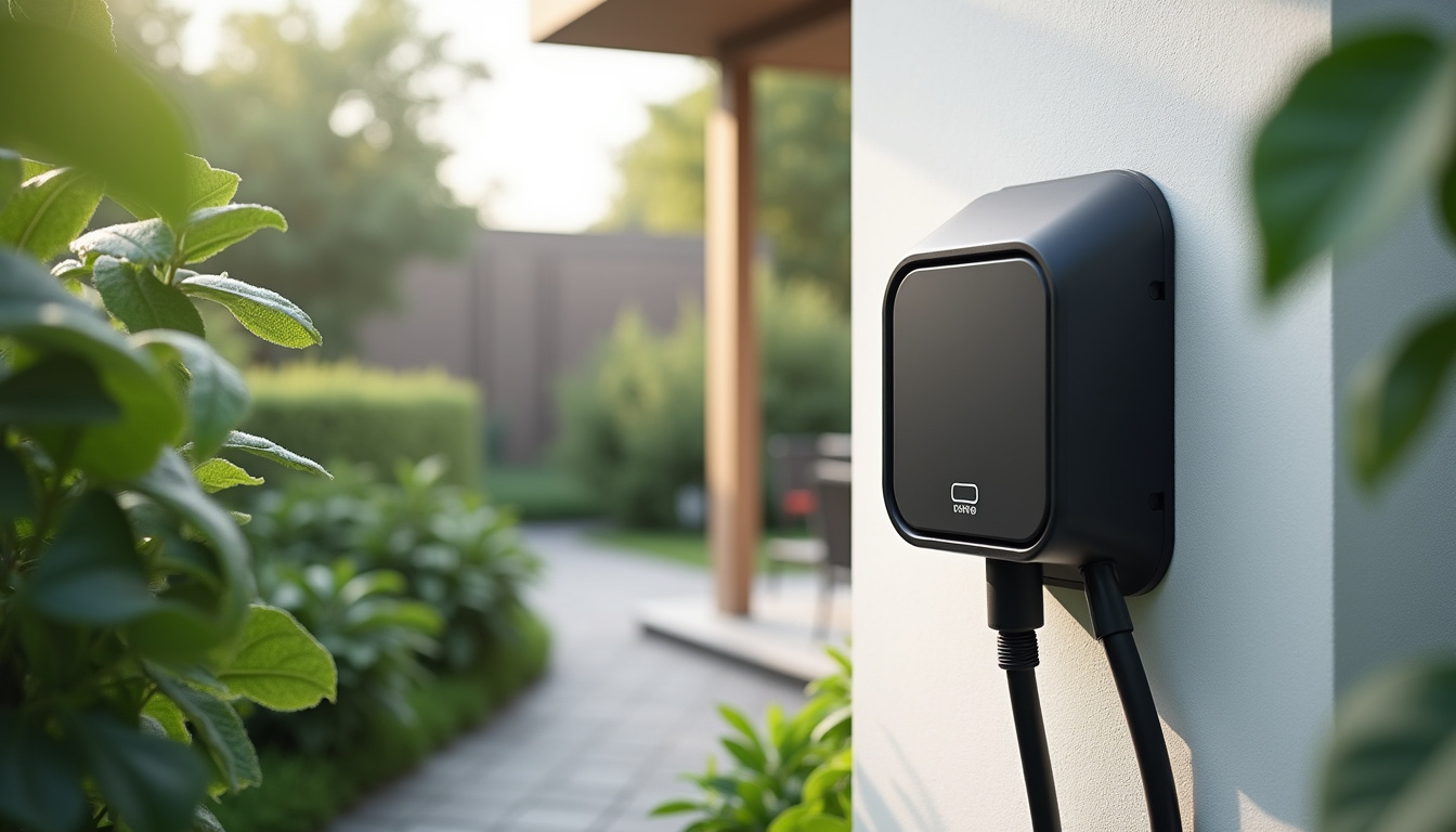 Différents modèles de bornes de recharge murales installées en extérieur