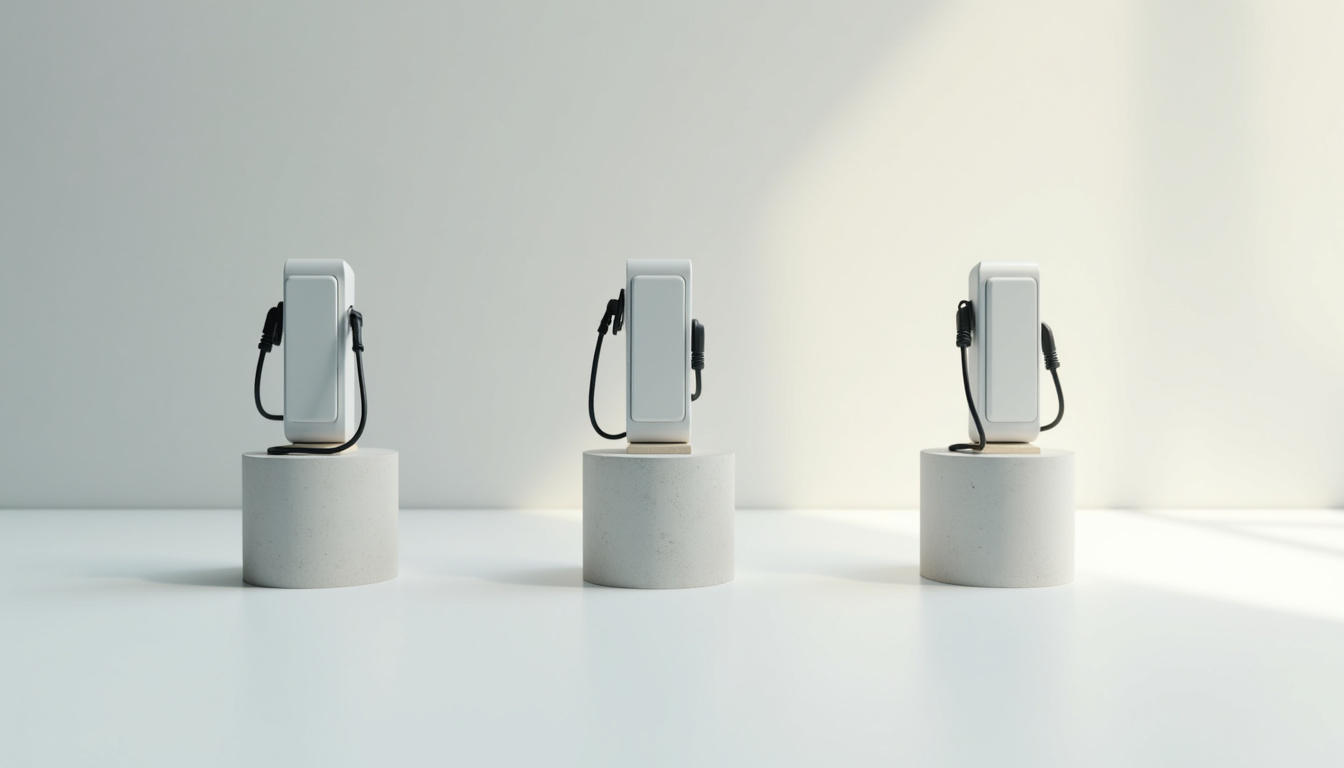 Différents modèles de bornes de recharge pour véhicules électriques installés à Ambres