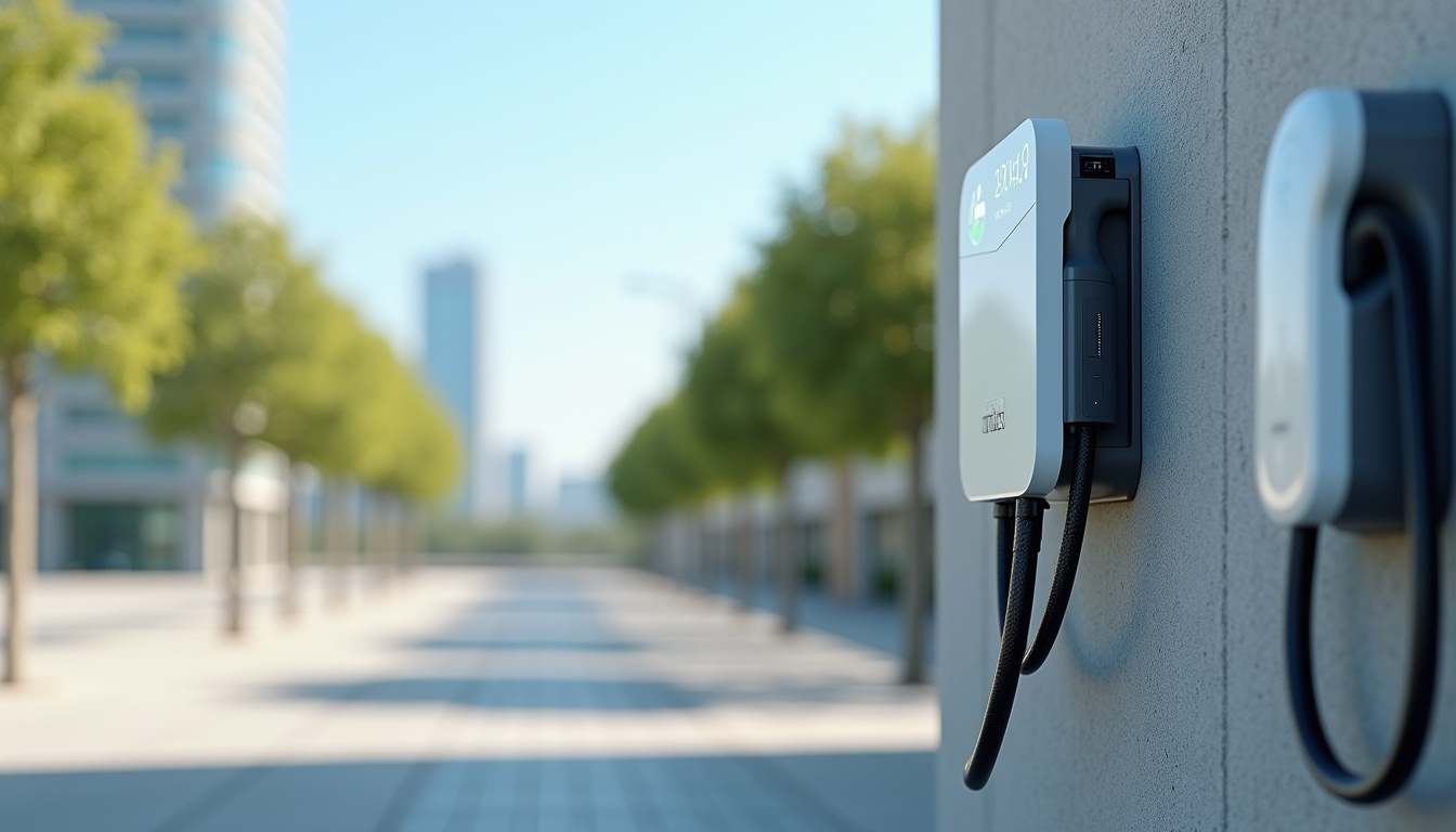 Différents modèles de bornes de recharge pour véhicules électriques installés à Montagny