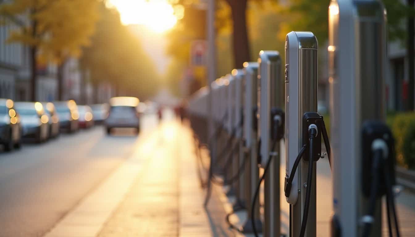 Différents modèles de bornes électriques installés dans une rue de Liévin