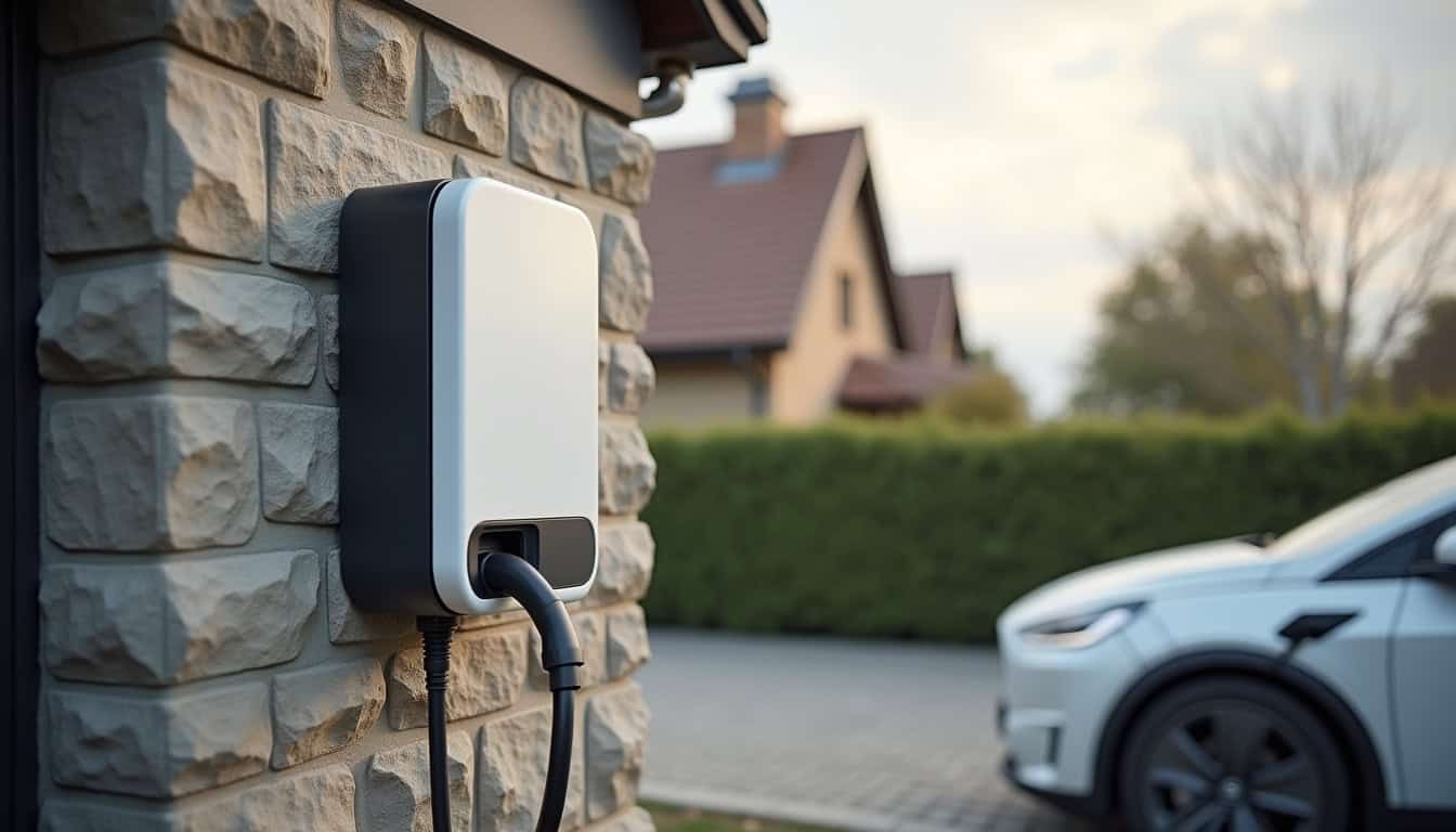 Différents modèles de wallbox installés en extérieur