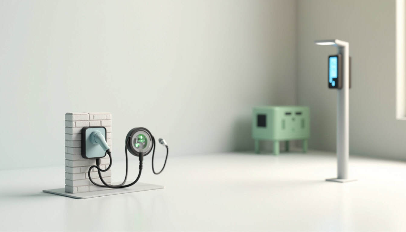 Différents types de bornes de recharge électrique installées à Novillars: wallbox, prise renforcée, borne publique