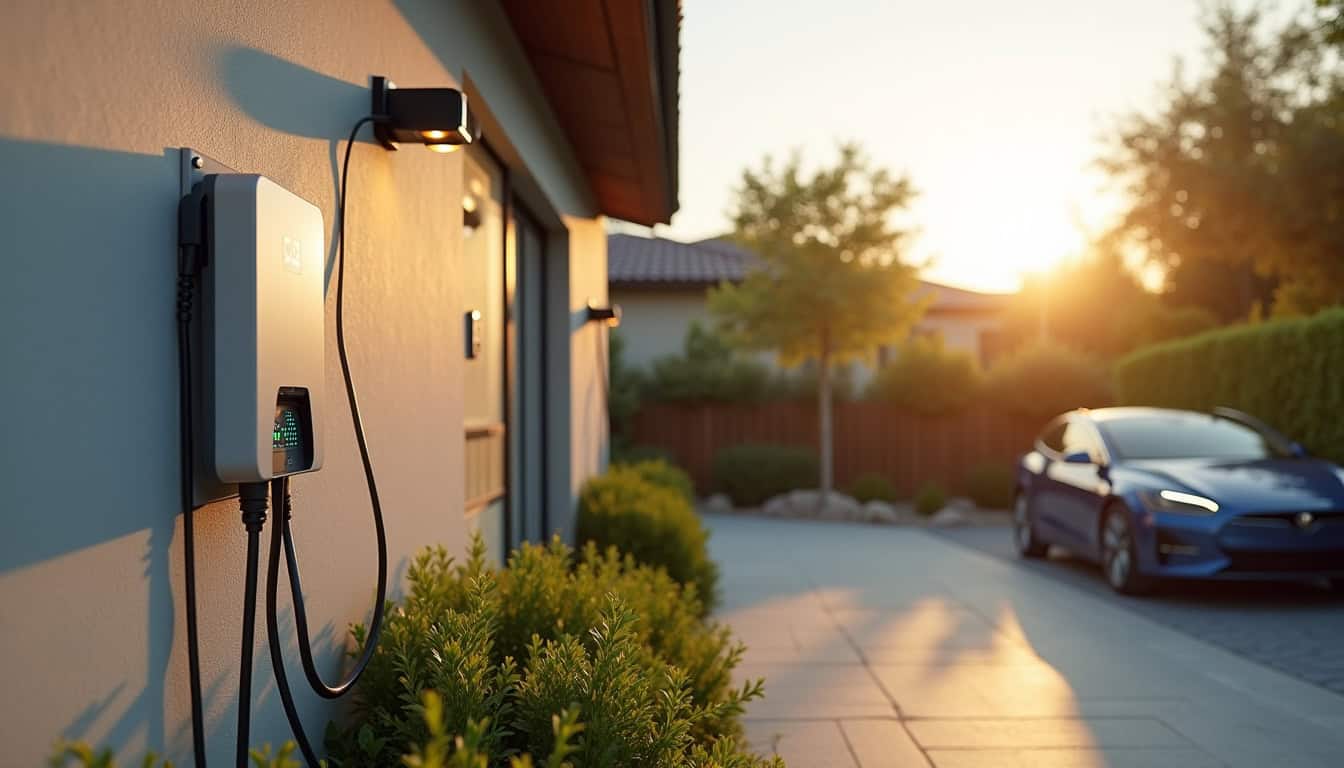 Différents types de bornes de recharge électrique installées dans un environnement résidentiel