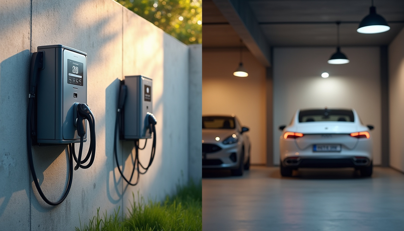 Différents types de bornes de recharge électrique installées en extérieur et en intérieur