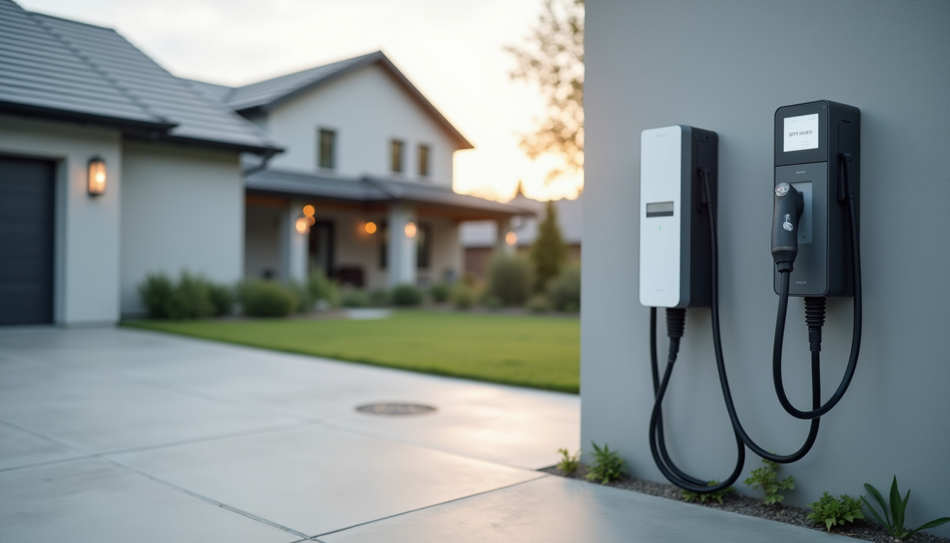 Différents types de bornes de recharge installées en extérieur près d'une maison