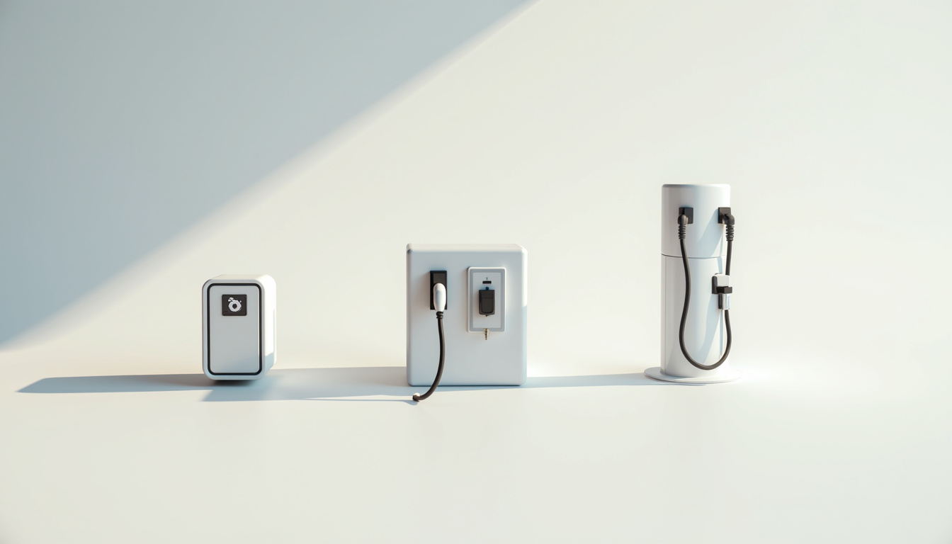 Différents types de bornes électriques installées à Scy-Chazelles: wallbox, prise renforcée, borne publique
