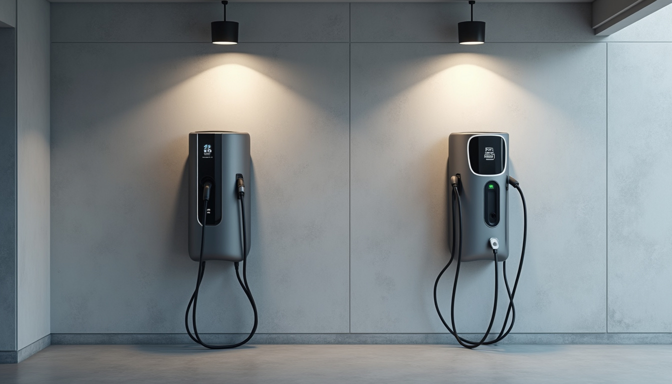 Différents types de bornes électriques murales pour véhicules électriques installées dans un garage