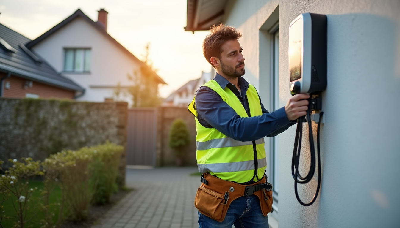 Électricien certifié IRVE en intervention pour l'installation d'une borne de recharge