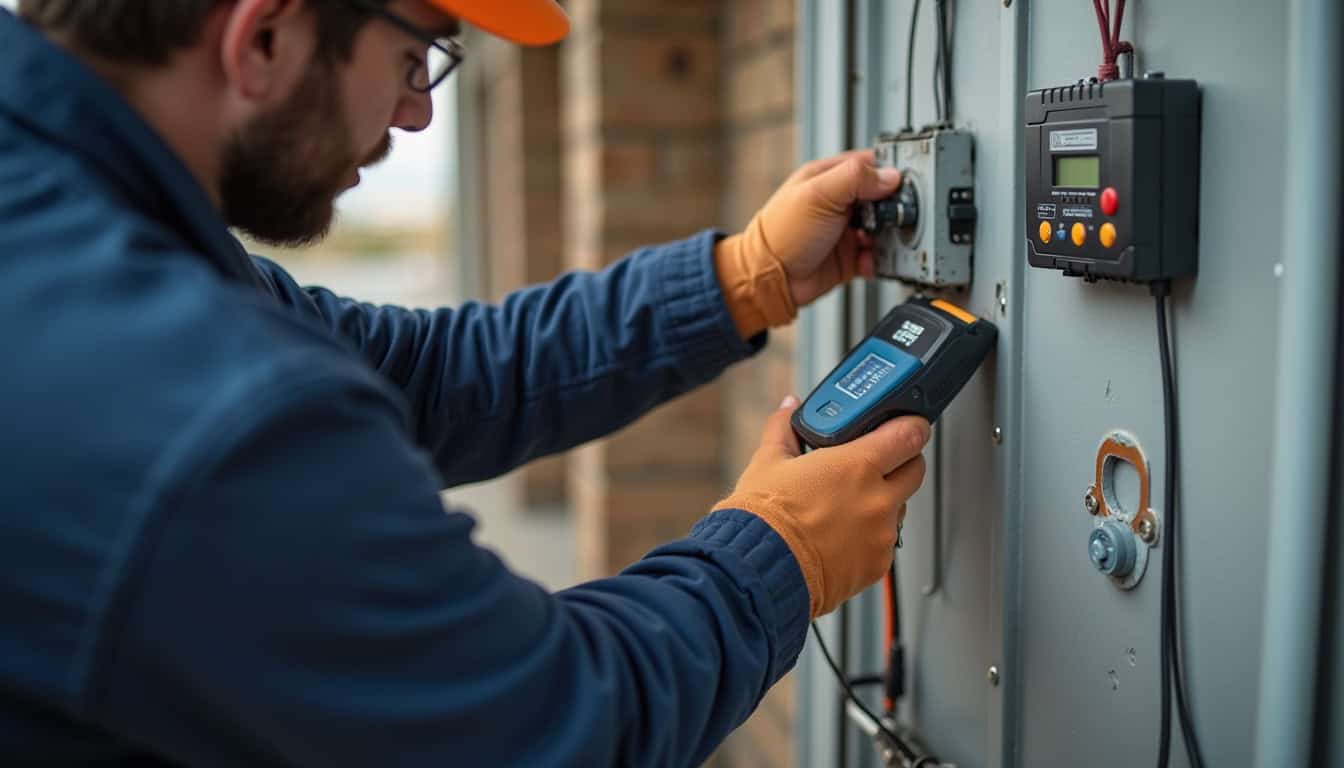 Électricien certifié IRVE en train de diagnostiquer une installation électrique à Abscon