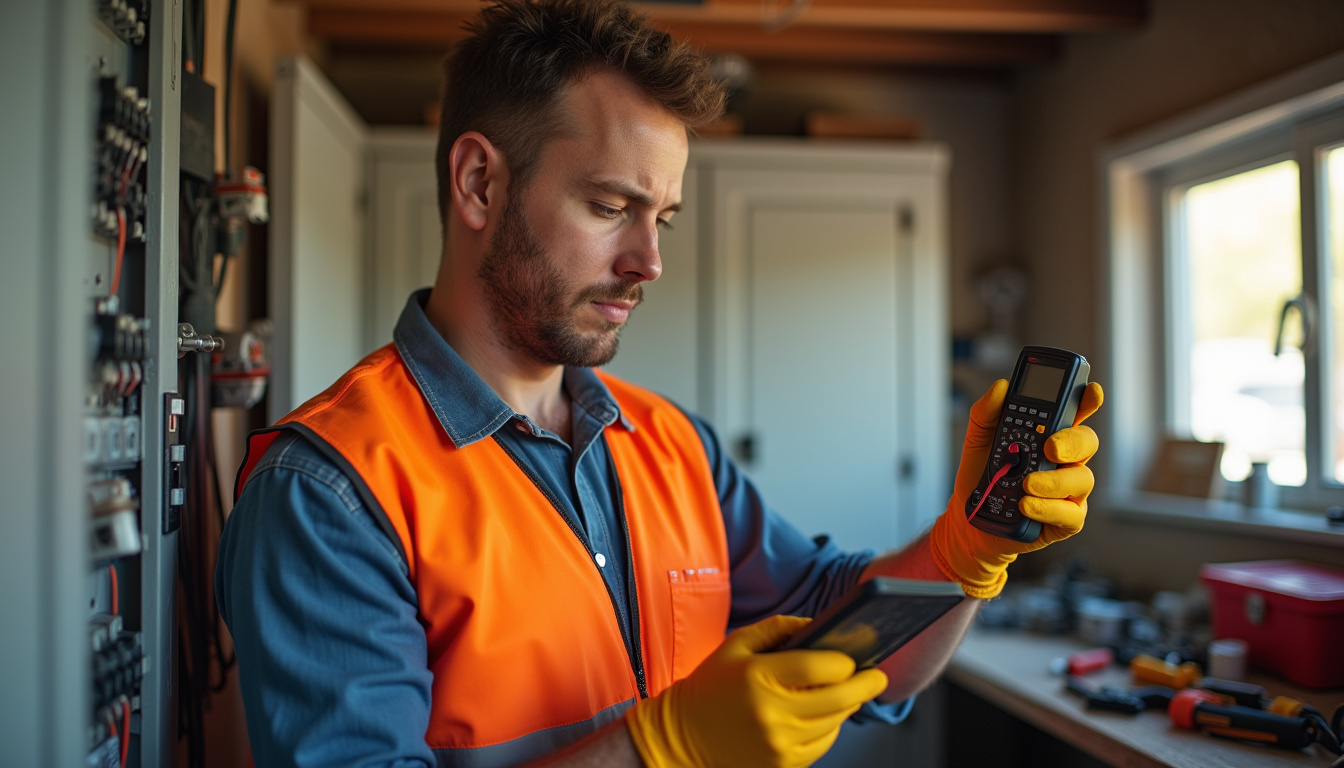 Électricien certifié IRVE en train de diagnostiquer une installation électrique avant pose de borne