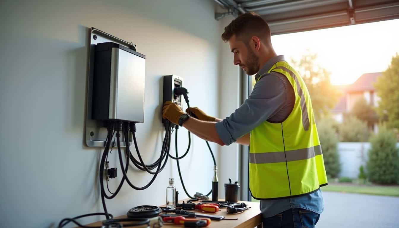 Électricien en intervention pour l'installation d'une borne électrique à Grez-Neuville