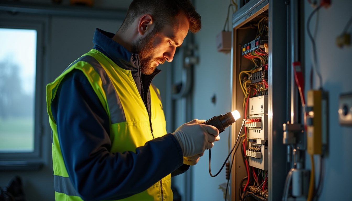 Électricien IRVE en train de réaliser un diagnostic électrique avant installation