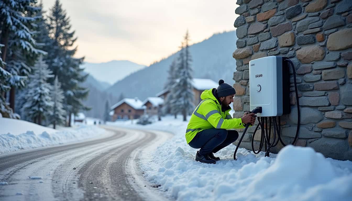 Entretien d'une borne de recharge électrique en extérieur à Magland