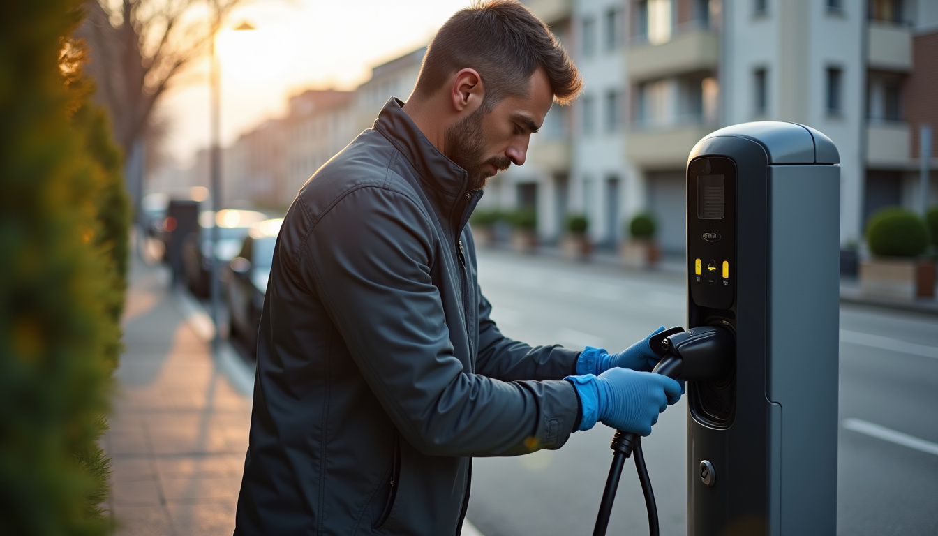 Entretien régulier d'une borne de recharge électrique à Castelnau-le-Lez, nettoyage et vérification des connexions