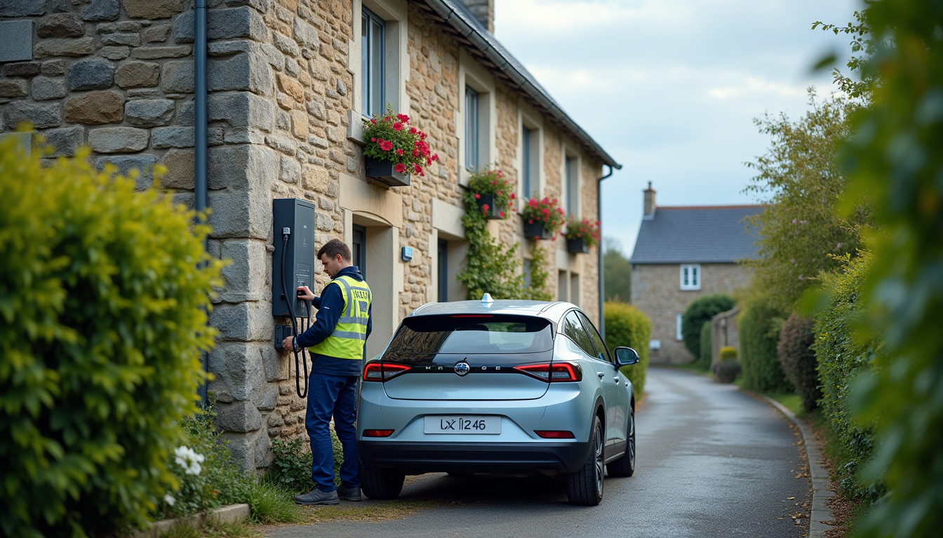 Étapes de l'installation d'une borne de recharge électrique à Plonévez-Porzay illustrées