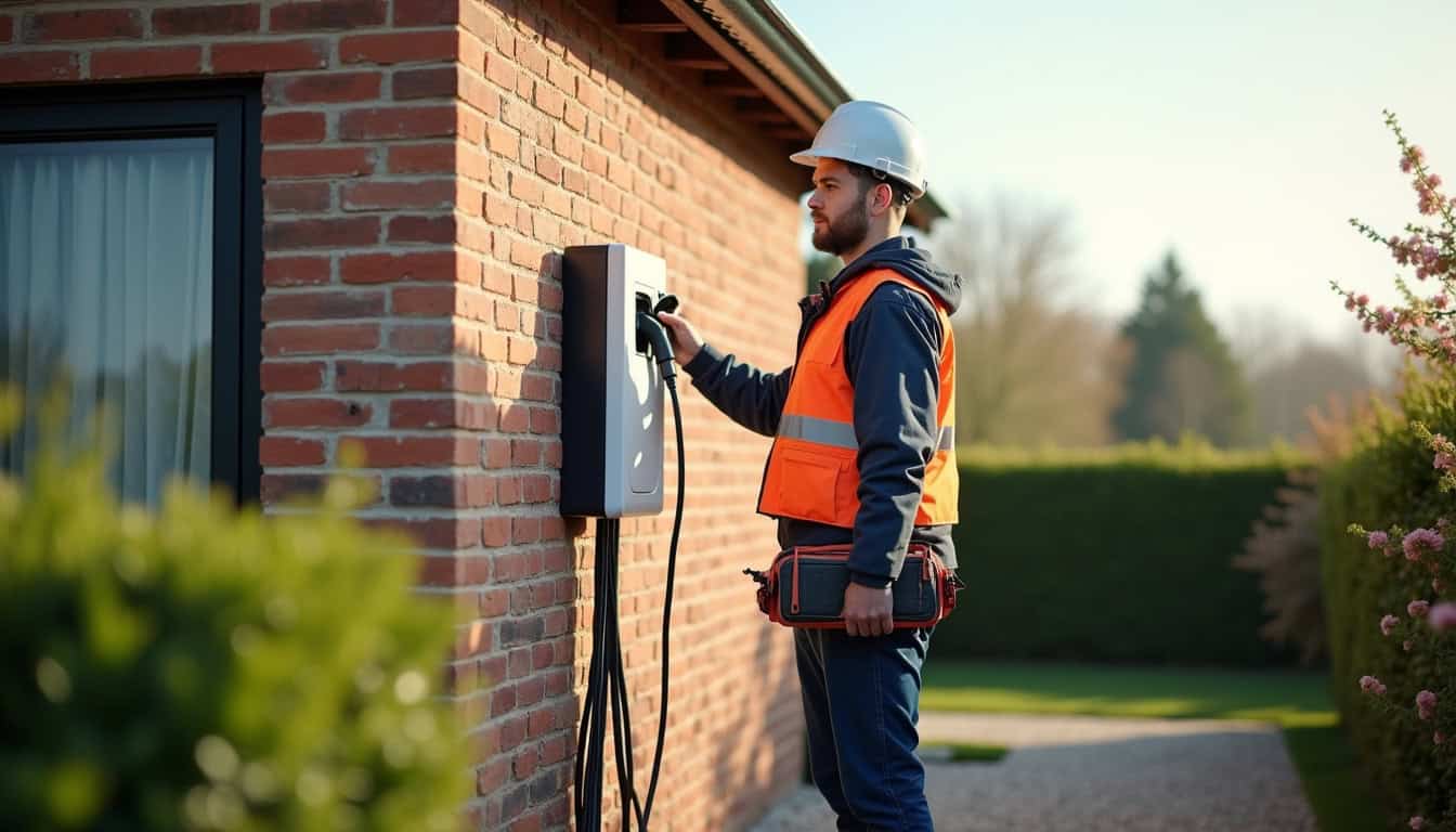Étapes de l'installation d'une borne de recharge électrique par un professionnel à Esquelbecq